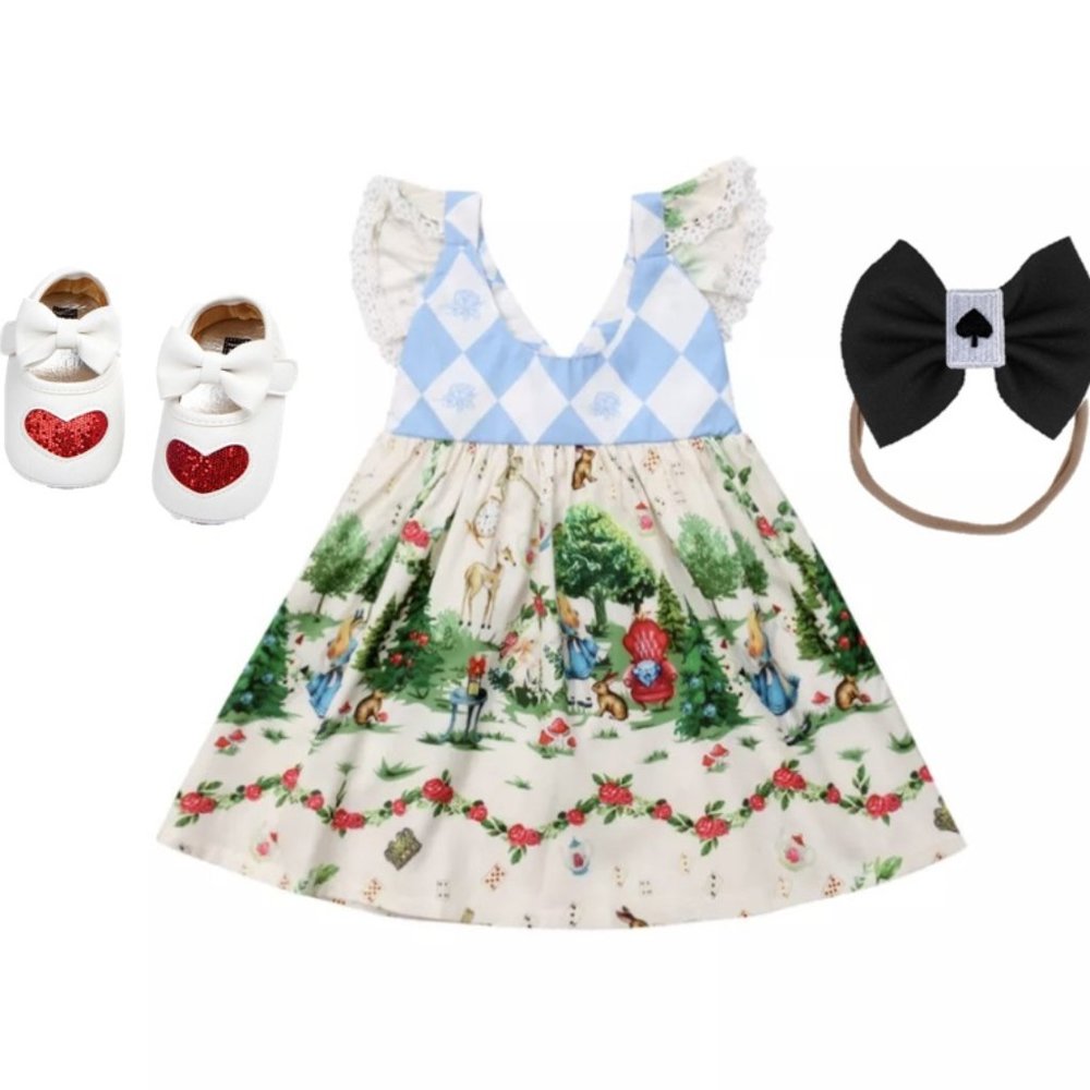 Alice in Wonderland First Birthday Dress Outfit Alice Dress Onederland
